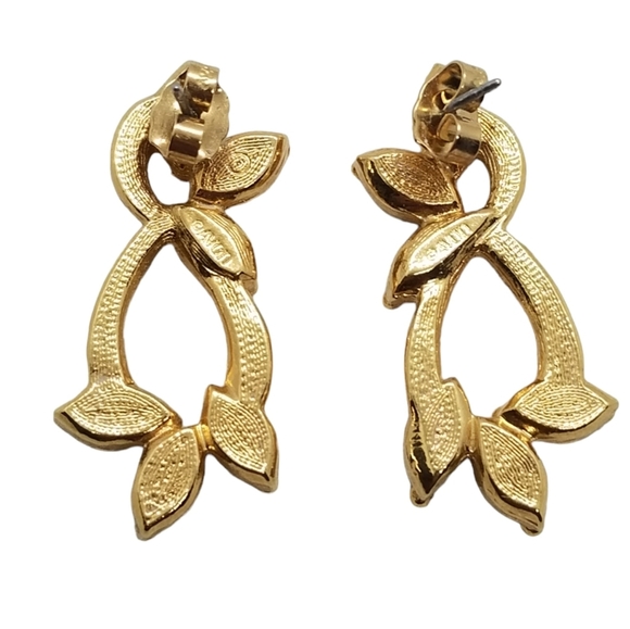 AVON 1994 "SHADES OF PURPLE" GOLDTONE WITH AMETHYST & WHITE GLASS JEWEL EARRINGS - Picture 5 of 6